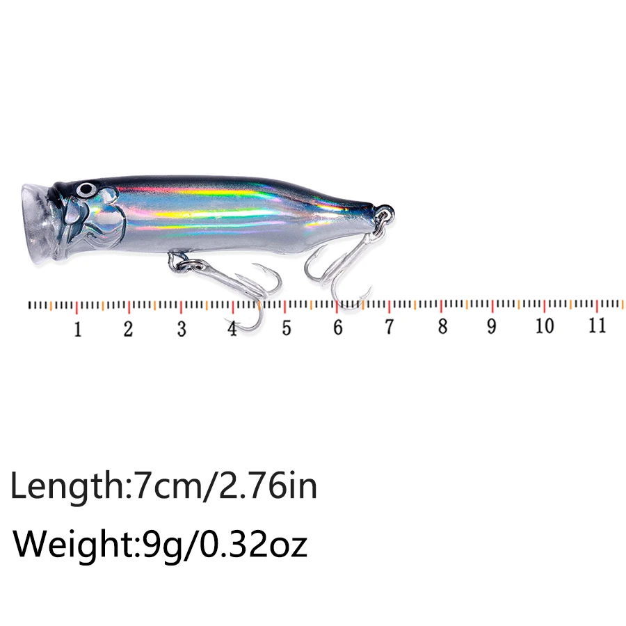 Conjunto de 5 Iscas Artificiais Flutuantes de Superfície (Crankbaits) para Pesca - Popper, Swimbait, Iscas Rígidas e Wobblers para Trolling de Lúcio, Robalo e Carpa