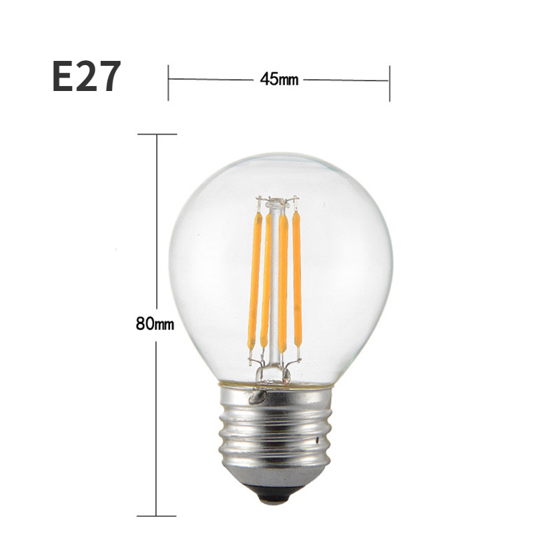 1-10PCS LED Filament Bulb E27 E14 G45 4W 6W Warm White AC220V Dimmable Glass Shell 360 Degree Edison Retro Candle Light Blubs: Warm White / changeable / 3w