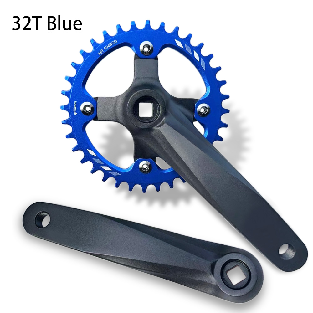 Bicycle Square Hole Sprocket 104BCD 152mm/165mm/170mm Crank Arms 32/34/36/38/40/42T Narrow Wide Chainwheel MTB Bike Crankset