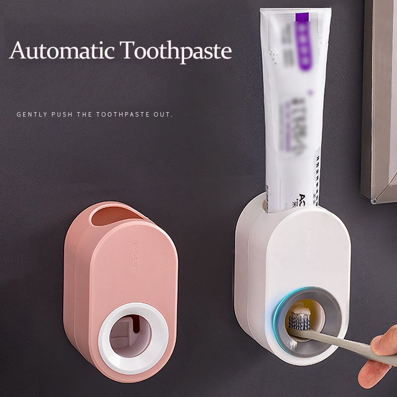 Bathroom Accessories Set Automatic Toothpaste Dispenser Tube Toothpaste Squeezers Rolling Wall Mounted Toothbrush Holder Set
