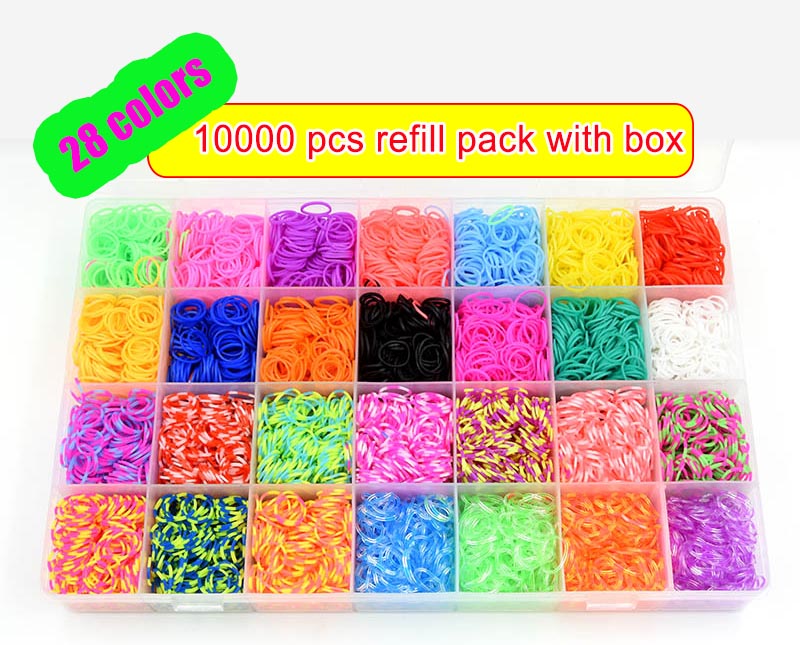 Box Packed! Rubber Bands Weaving Set DIY Toys Loom Craft Kid Bracelet Braid Silicone Elastic Weave Bands for Girls: green