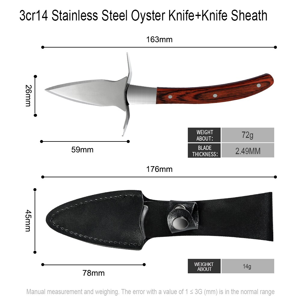 XYj Stainless Steel Oyster Knife Clam Open Shell Tool For Oysters Scallop Shucking Knives Wooden Handle Seafood Opening Knife