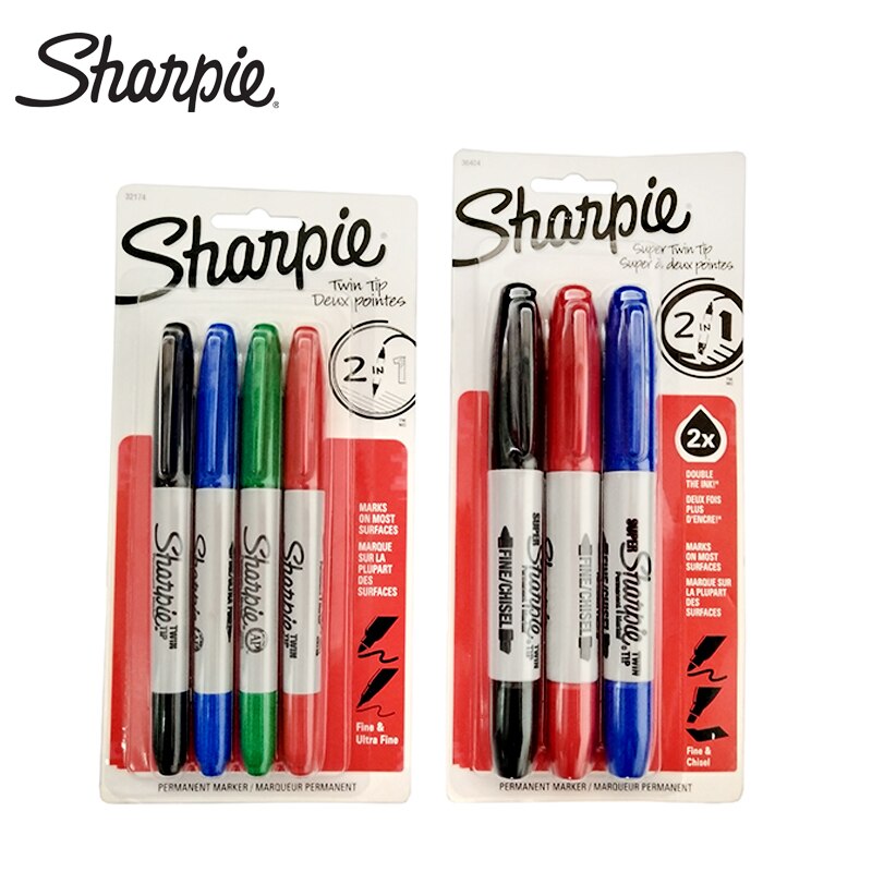 3/4pcs Sharpie Dust-free Marker Double-headed Marker Double-headed Three-point Marker Stationery Permanent Marker Graffiti