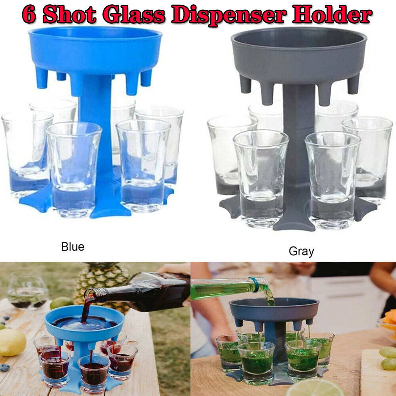 Glass Dispenser Bar Accessory 6 Shot Six Ways Great Party Grey Pourer Drinking Games Shot Glass Dispenser