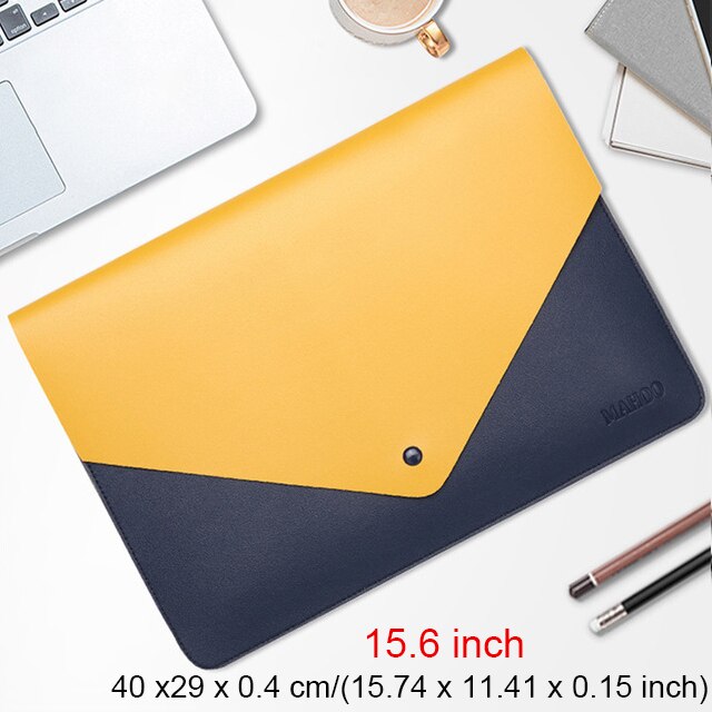 Portable Laptop Tablet Bag Business Office Ipad Waterproof Protective Case Women Men Briefcases Document Organizer Accessories: Yellow 15.6inch