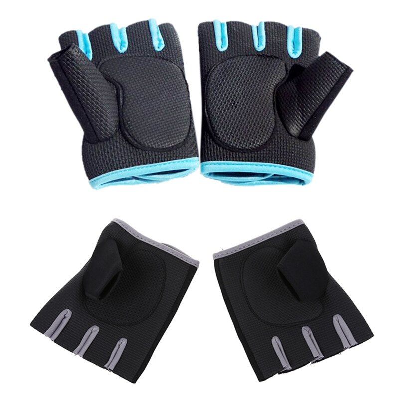 2 pares de nuevos guantes deportivos de medio dedo para hacer ejercicio de levantamiento de pesas m-negro con borde azul y negro con Gr