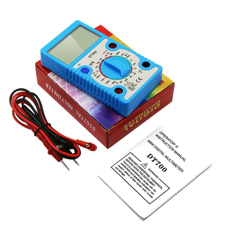 1Pcs DT700 Digital Multimeter Tester Voltmeter Measuring Current Resistance Temperature Meter AC DC Ammeter Test Lead Probe