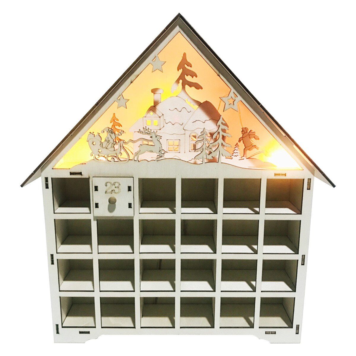Christmas Wooden Calendar Decoration Ornaments DIY Wooden Calendar Cabinet Christmas Advent Calendar Advent Calendar Toy