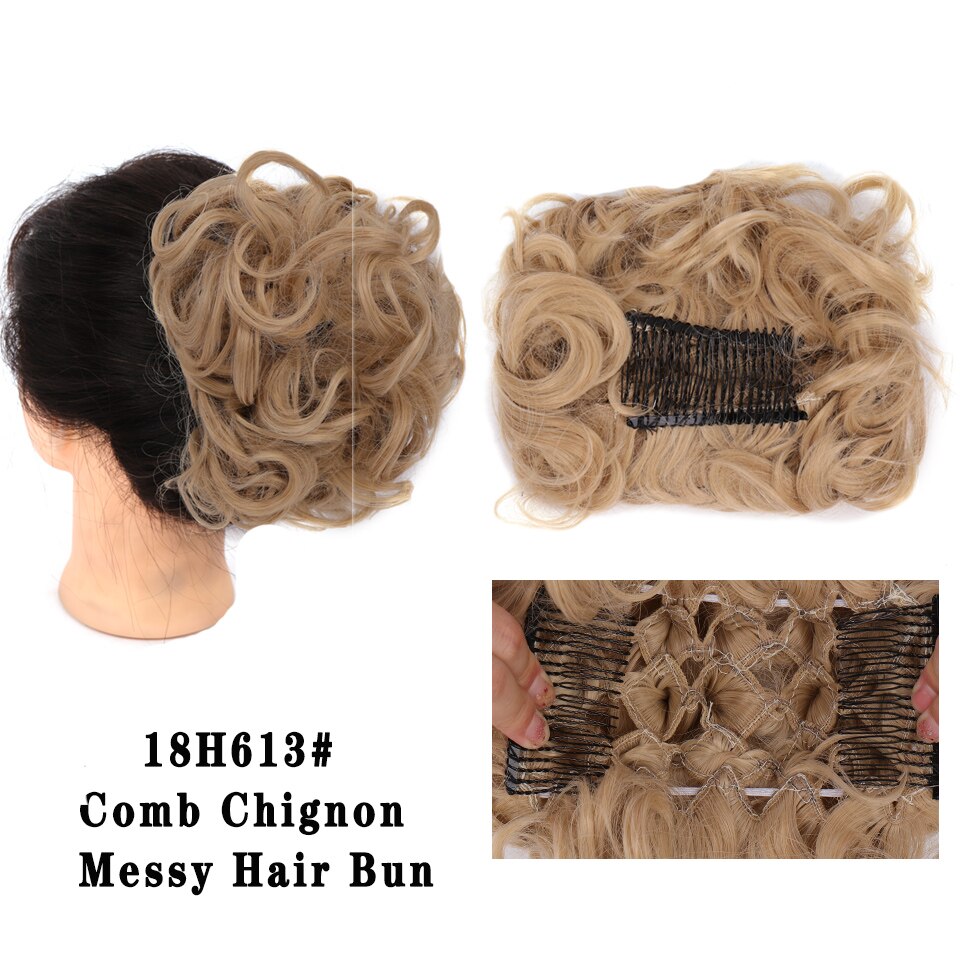 LUPU Synthetische Haarknoten Kamm Clip in Lockige Chignon Haarnadel Synthetische Falsche Haar Schwanz Erweiterung Haar Stück Für Frauen: 18H613