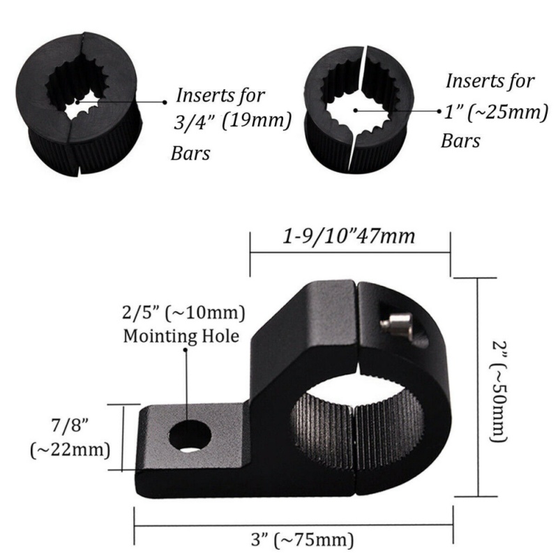 2pcs Mounting Bracket Fog Light Driving Light Universal Spotlight 25-32mm Clamp Holder For Car Motorcycle