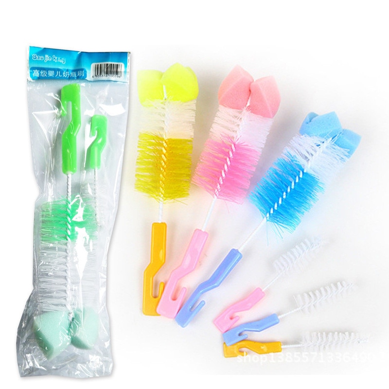 Brosse à lait à mamelon, brosse à lait, éponge à 360 degrés, brosse + sucette, Kit 2 pièces