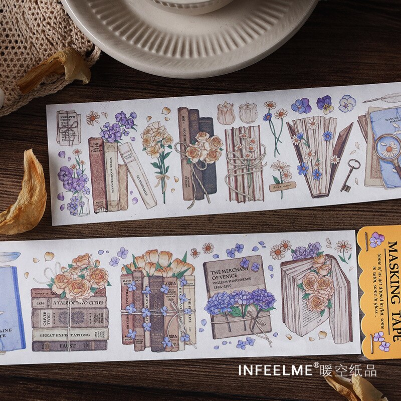 Cintas decorativas Washi para manualidades, bonitas cintas decorativas japonesas grabables, cinta de flores naturales para verano y otoño, manualidades, manualidades, planificador de álbumes de recortes