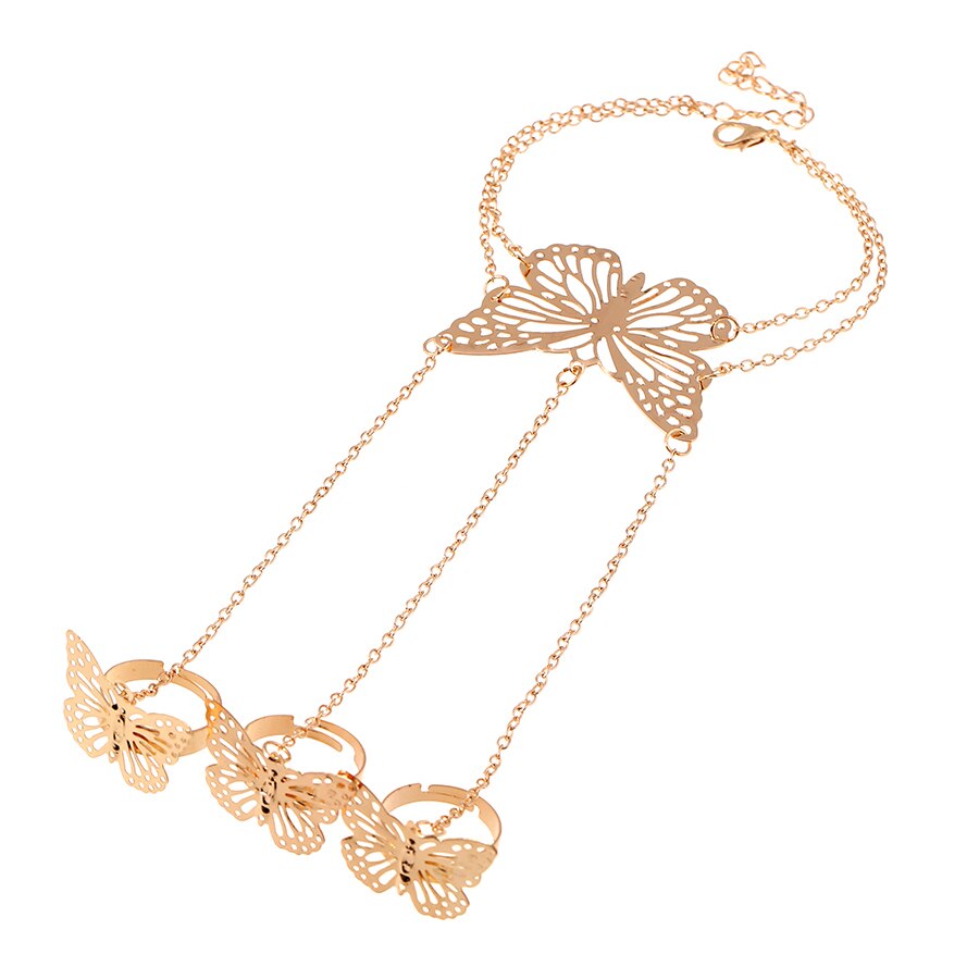 Hohl Schmetterling Armbänder für Frauen Zubehör Gold/Silber farbe SchöNe Ebene Insekt Finger Kette Armbinde Mädchen