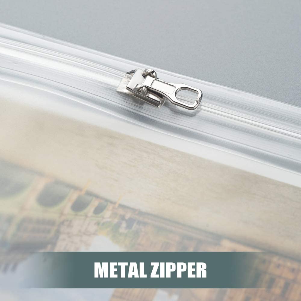 A5 A6 Clear Binder Pockets with Metal Zipper 6-Hole Punched Binder Pocket for 6-Ring Notebook Binder Pouch Organizer for Cashs