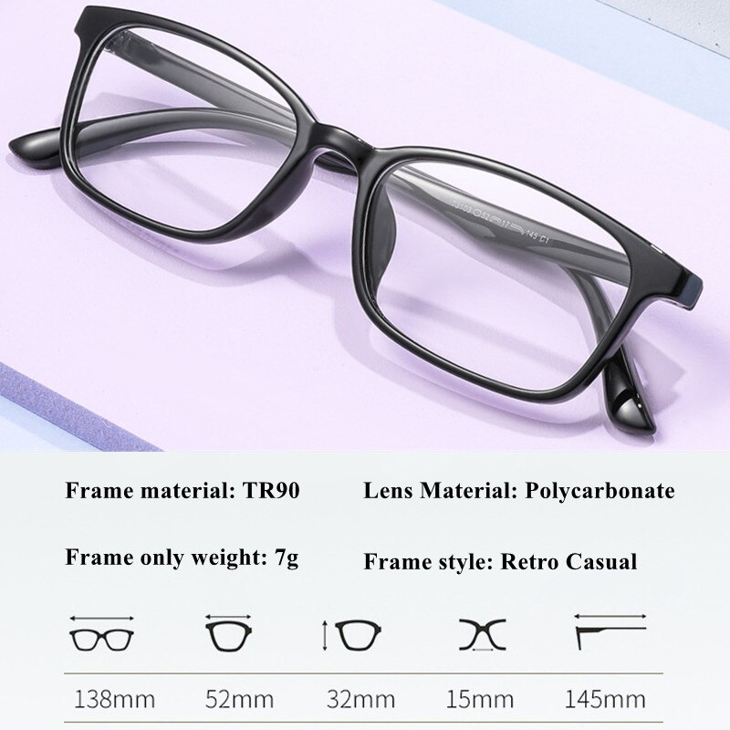 Retro Prescription Glasses Ultralight TR90 Photochromic Progressive Multifocal Reading Glasses Anti Blue Ray Myopia Glasses