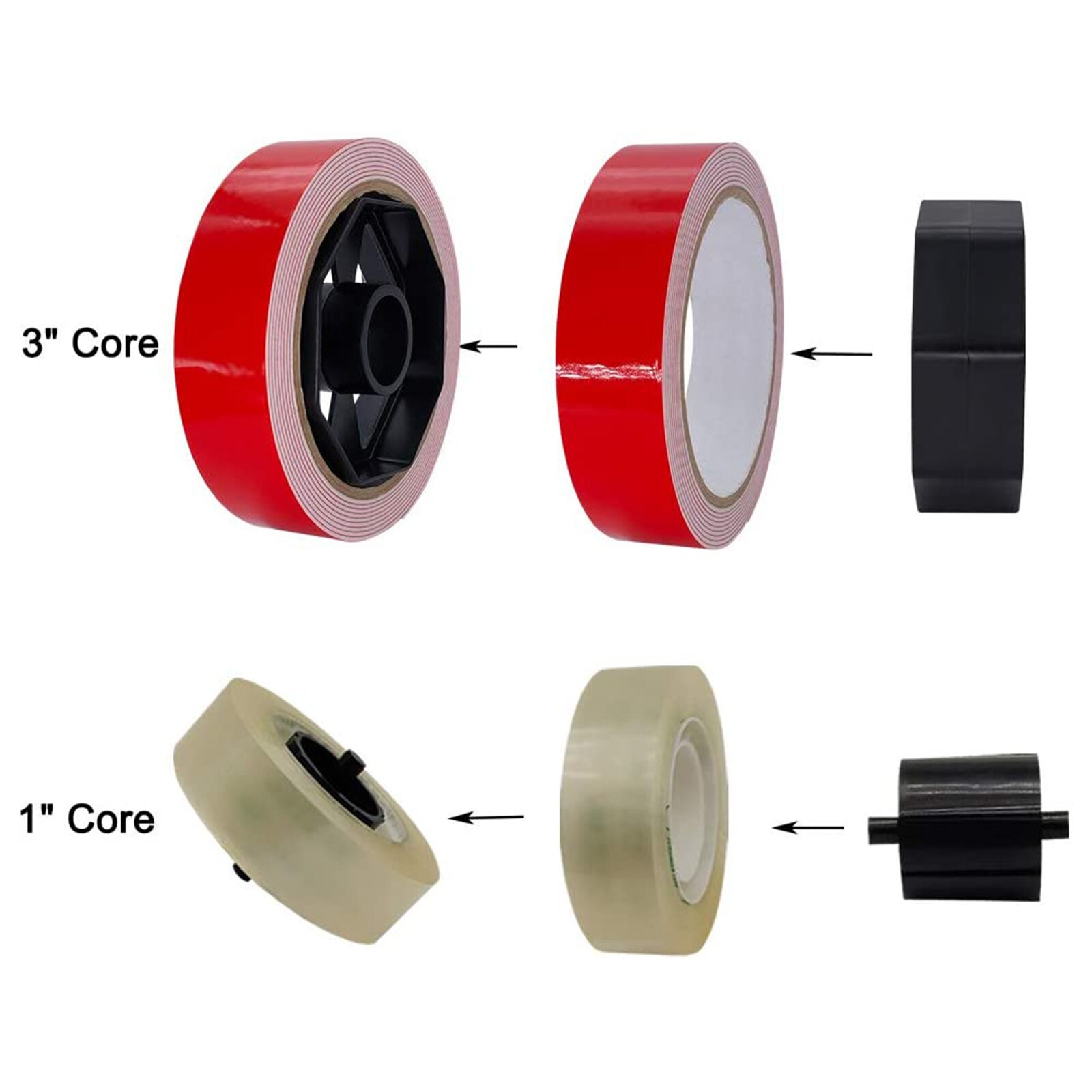 Desktop Tape Dispenser 1-inch 3-inch Core Tape Dispenser with Non-slip Base for Supermarket Office Home School Black