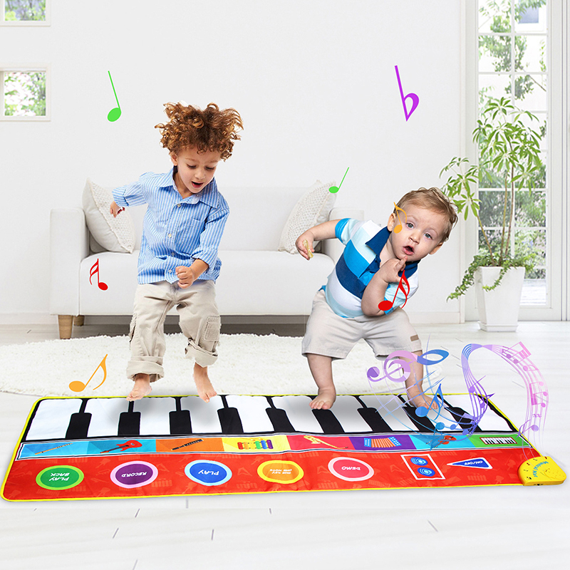 148*60Cm Groot Formaat Muziek Piano Tapijten & 8 Instrumenten Gitaar Accordeon Viool Geluiden Muzikale Speelmat Educatief speelgoed Voor Kinderen