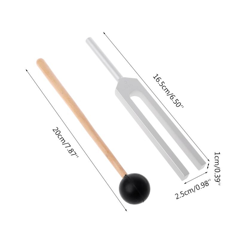 Diapasón de aluminio de 512HZ para chakras, vibración de sonido curativo con bolsa para martillo
