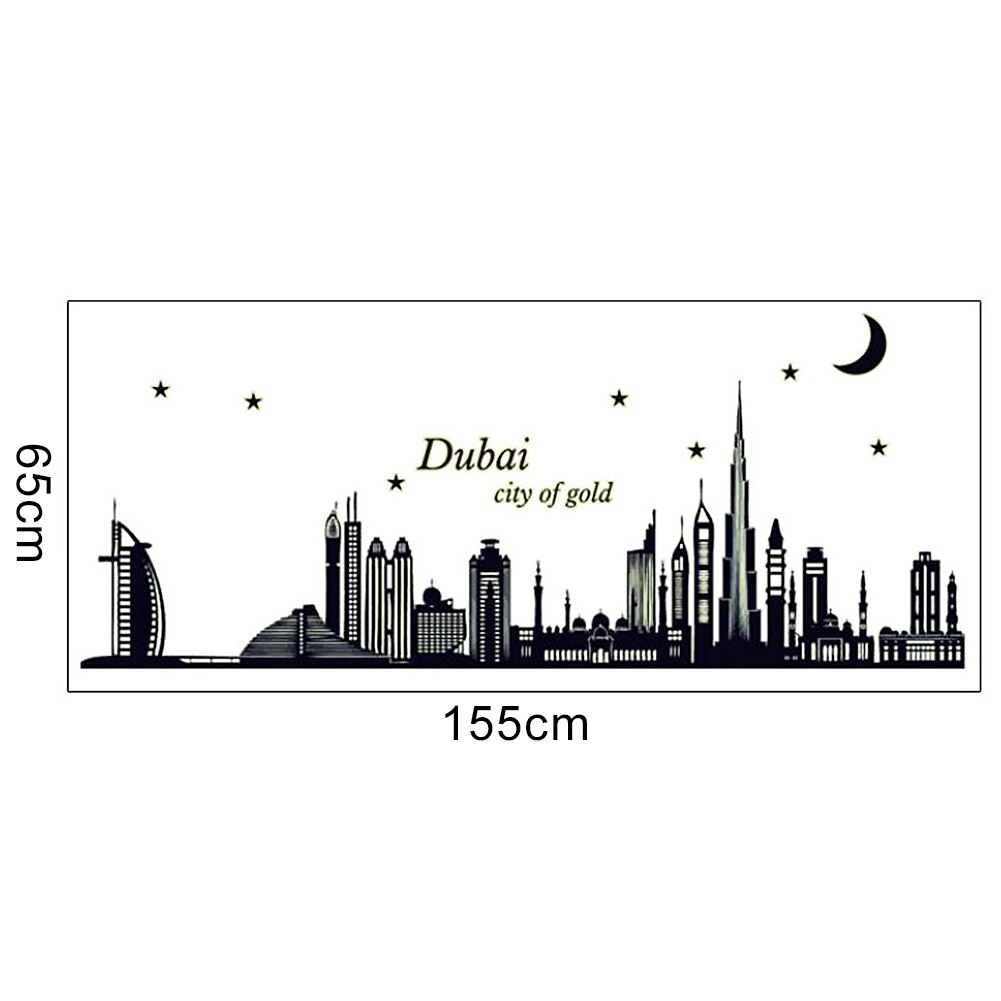 1PC PVC Waterproof Dubai City Removable Mural Fluorescence Wall Sticker Living Room Background Decal Home Decoration Posters