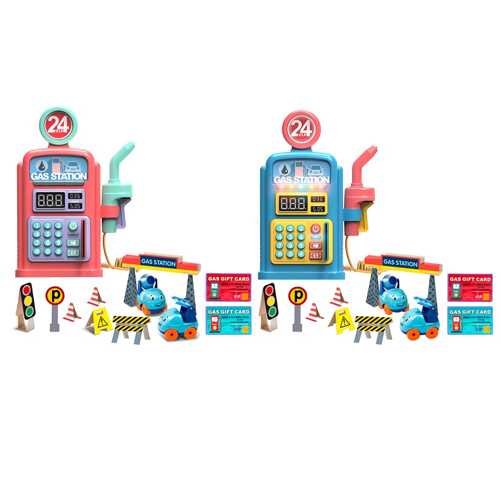 1 Set gas station toyChildren's Simulation Talking Gas Station Scene Model Toys with Sound Light Children's Christmas