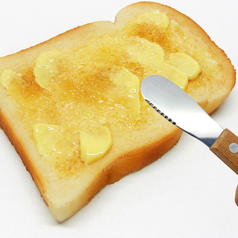 1Pc Mini Stainless Steel Spatula Scraper Knives Breakfast Sandwich Cheese Slicer Spreader Butter Knife Cutter with Wooden Handle