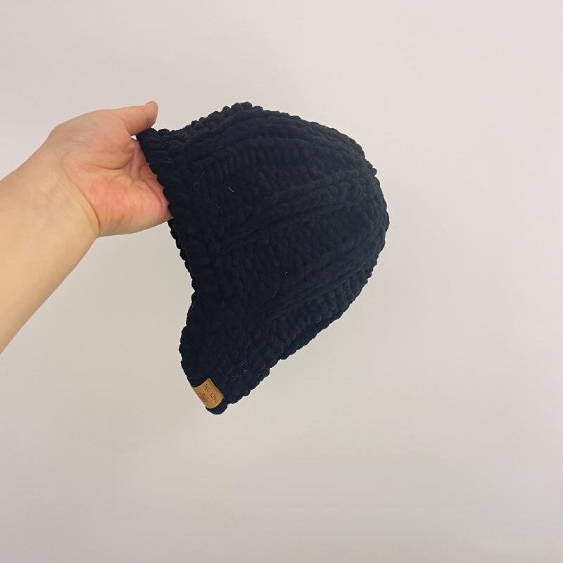 Japanse Eenvoudige Hand Gemaakt Eend Tong Muts Haak Wollen Hoed Voor Jongens En Meisjes 5 Kleuren Peuter Baby warme Muts: black