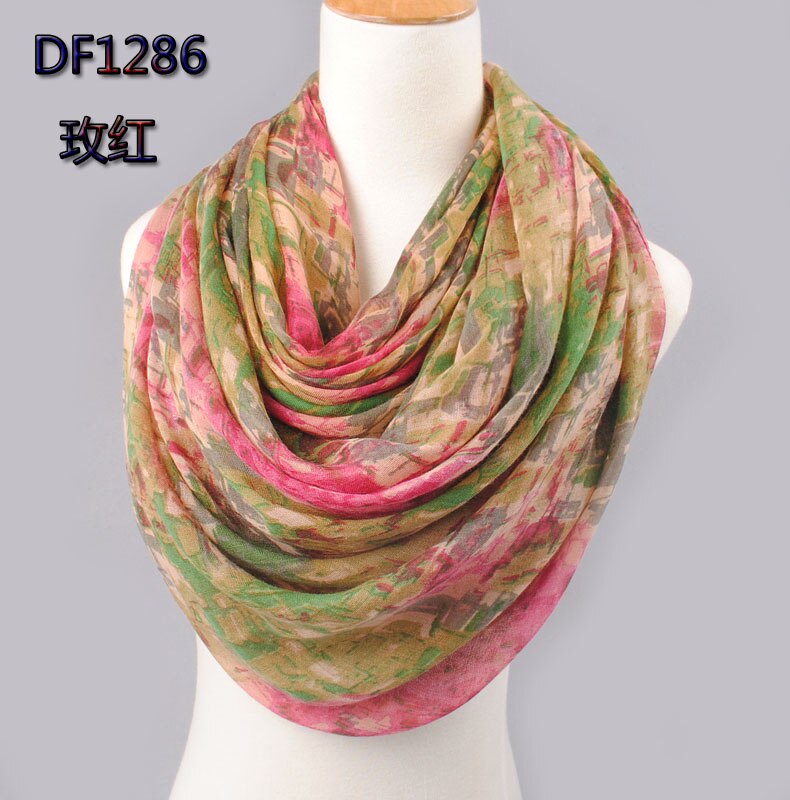 Specielt tryk voksen tyndt lang bomulds tørklæde kvinders efterår og vinter bali garn overdimensioneret strandhåndklæde  df1286: Rosenrød