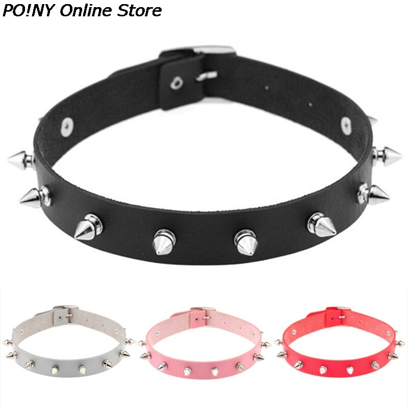 Newest Unisex Chic Punk Rock Gothic for Women/Men Leather Spike Rivet Stud Collar Choker Necklace Statement Jewelry