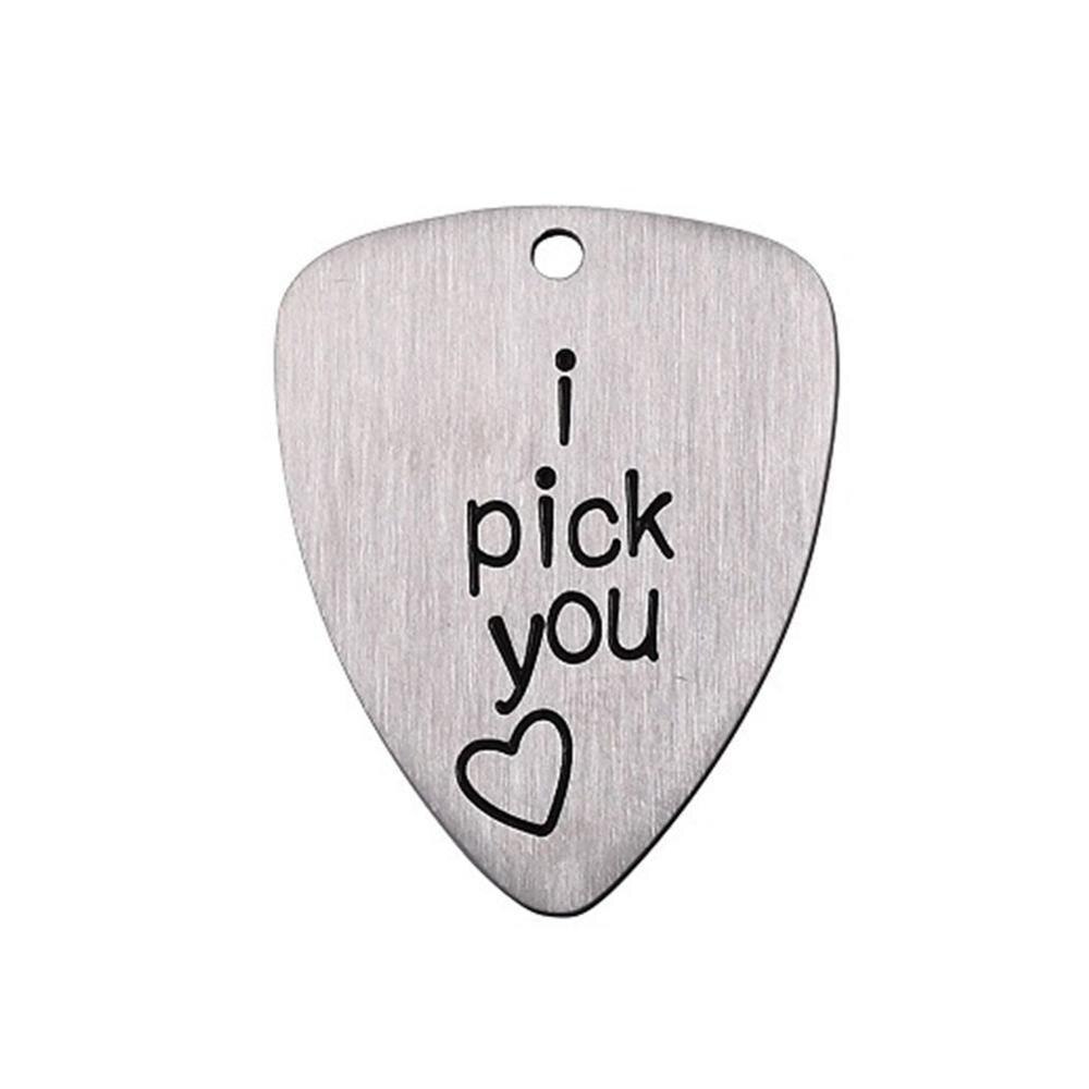 Médiator de guitare sculpté en acier titane, I Pick You Always & Forever, lettre gravée, Ukulele Pick, accessoire d'instrument de musique: pick you