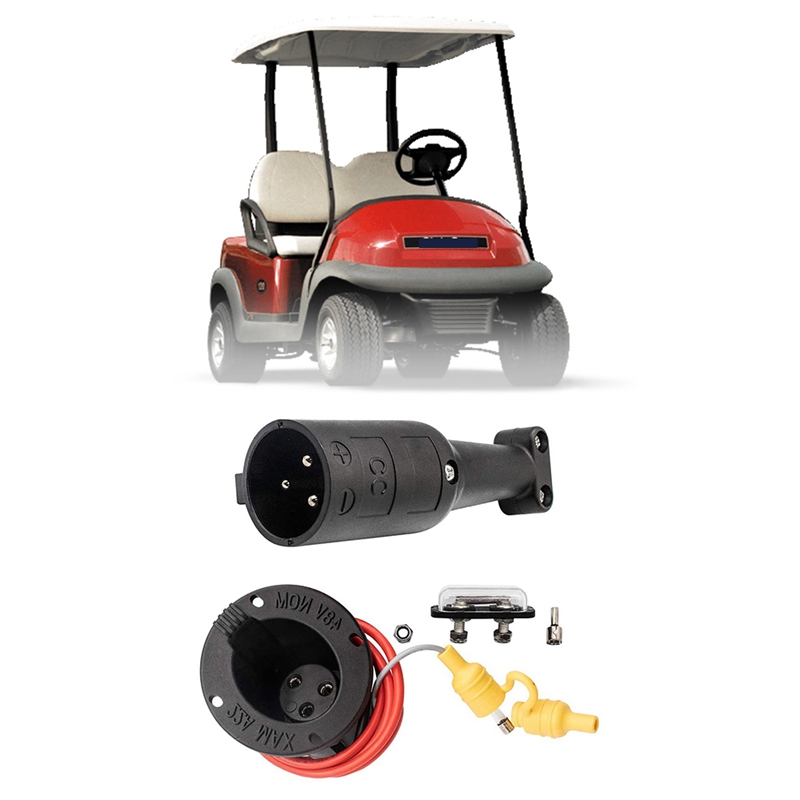 48V Charger Cord Plug &amp; Charger Receptacle for Club Car DS Precedent Golf Carts 2000 Up, 101828901, 101802101, 103375501