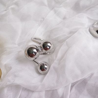 Punk Unregelmäßigen Silber Gold Farbe Metall Ball Ringe Für Frauen Europa Amerikanischen Mid Finger Knuckle Einstellbar Ringe bijoux: B