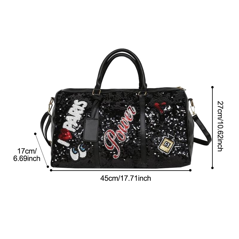 Kobiety cekiny torba podróżna męska o dużej pojemności torby weekendowe odzież nosić na Duffle etui walizka bagażowa Organizer bieg torebka