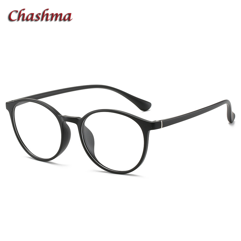 Women Round Frame Optical Eyewear Prescription Glasses for Girls Purple Retro Gafas Female: Bright Black