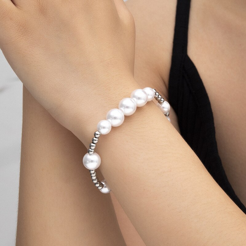 Accessori di moda personalità di strada a scatto in acciaio inossidabile borda il braccialetto semplice atmosferica braccialetto della perla