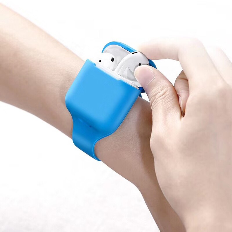 Esportes caso de silicone para airpods 2 caso faixa de pulso earpods casos para airpod ar vagens 1 capa coque macio portátil pulseiras luxo