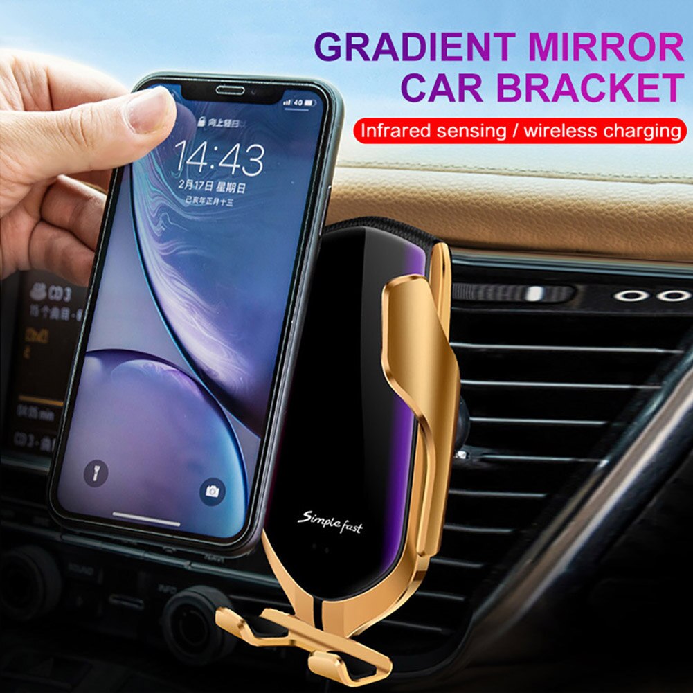 R1 serrage automatique Qi voiture chargeur sans fil 10W pour iPhone 11 Pro XR XS Huawei P30 Pro capteur infrarouge support de téléphone