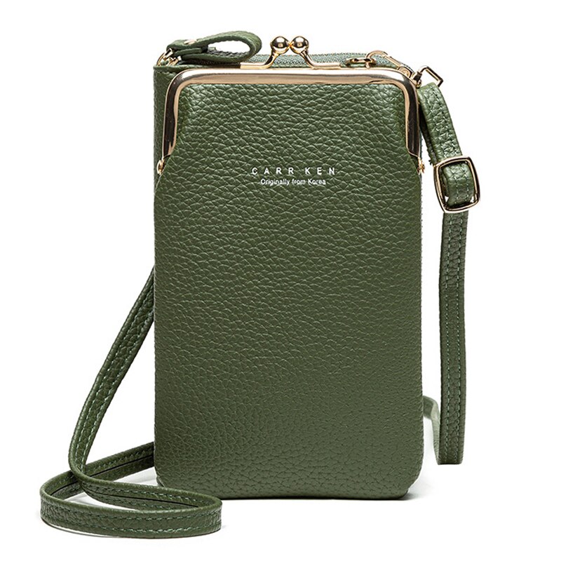 Phone Bag PU Leather Large Capacity Travel Portable Shoulder Bag Brand Ladies Crossbody Bag Messenger Bag: Green