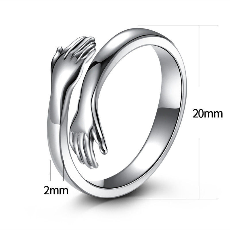 Omhelzing Vrede Ring Voor Verstelbare Knuffelen Hand Ringen Zilver Kleur Sieraden Persoonlijkheid Open Ring Voor Vrouwen Mannen Mode