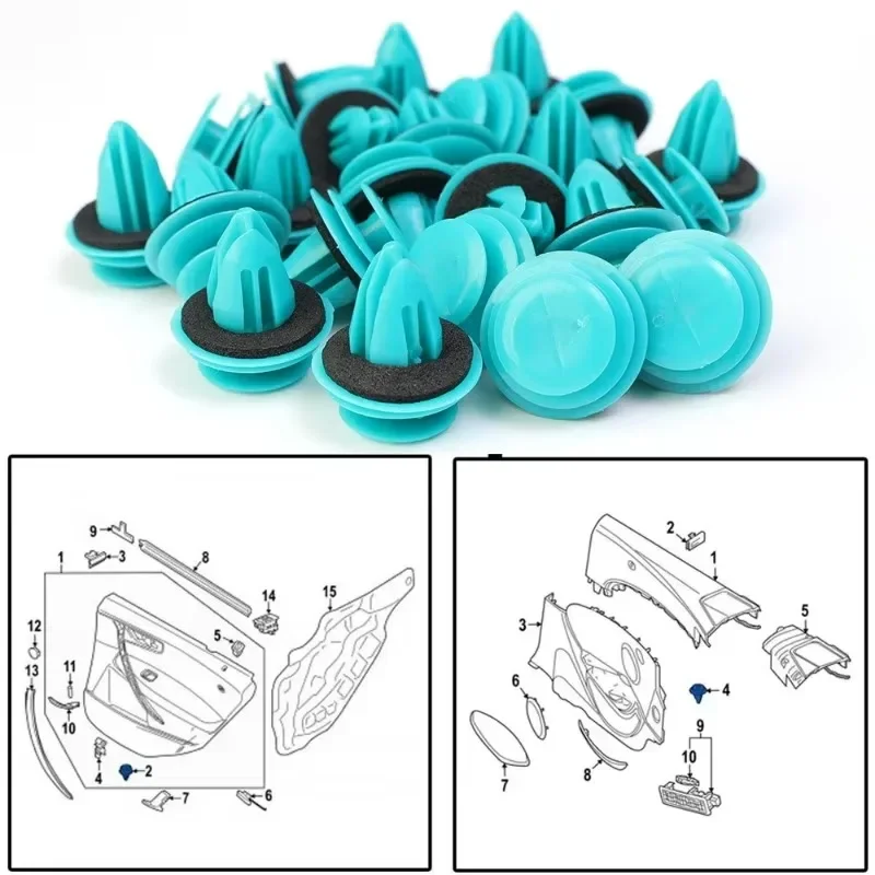 100-20Stck Auto Tür Tafel Clip mit Dichtung Ring Auto Verschluss Niet Stoßstange Clip Halter Auto Innen Halte zubehör