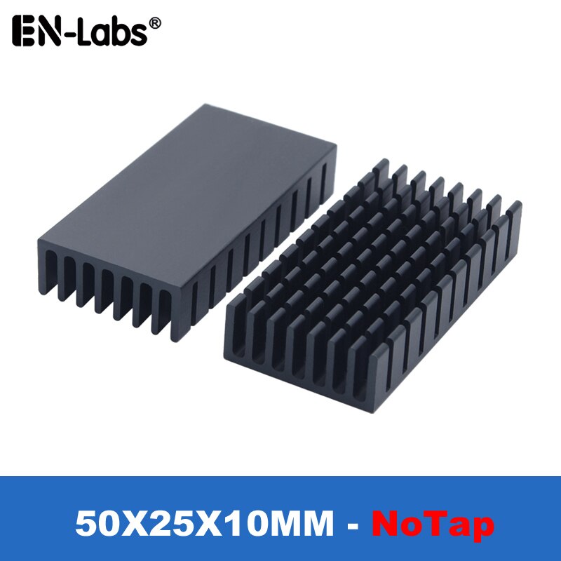 Warmtegeleidende Lijm Film Tap Aluminium Heatsink Koellichaam Radiator Cooling Cooler Voor Elektronische Chip Ic Led Computer: 50x25x10mm No Tap