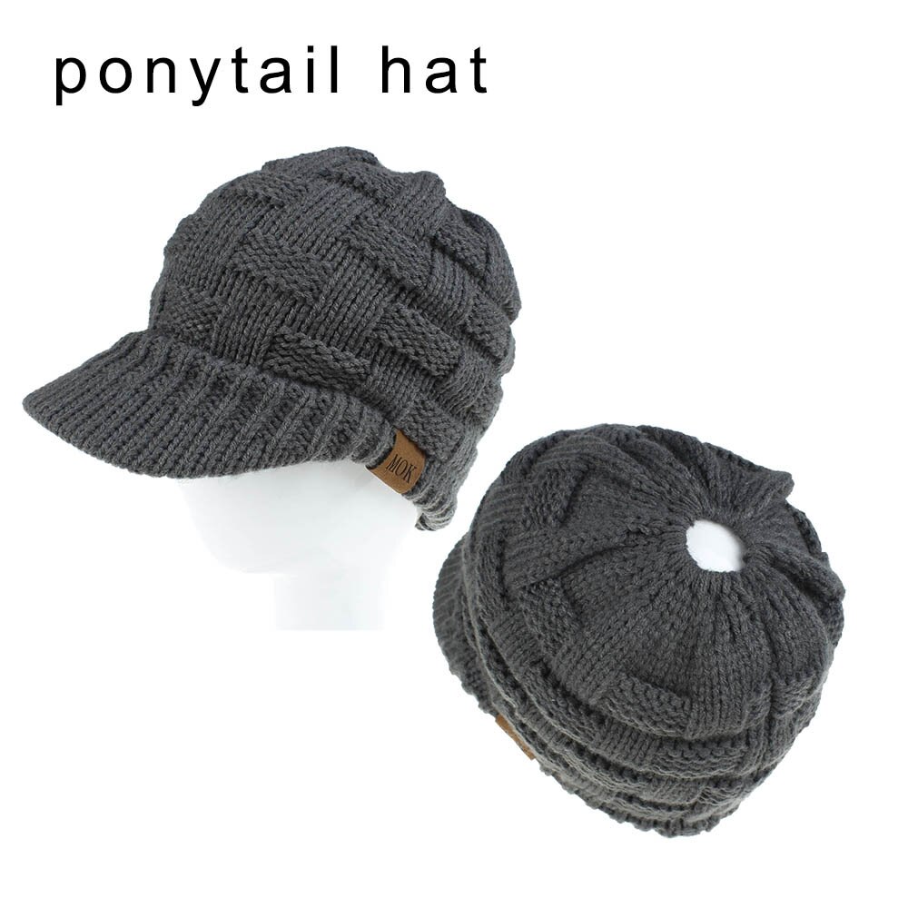 Vrouwen paardenstaart hoed wollen wintermuts vizier koud weer gebreide speciale paardenstaart baseball pet hoed