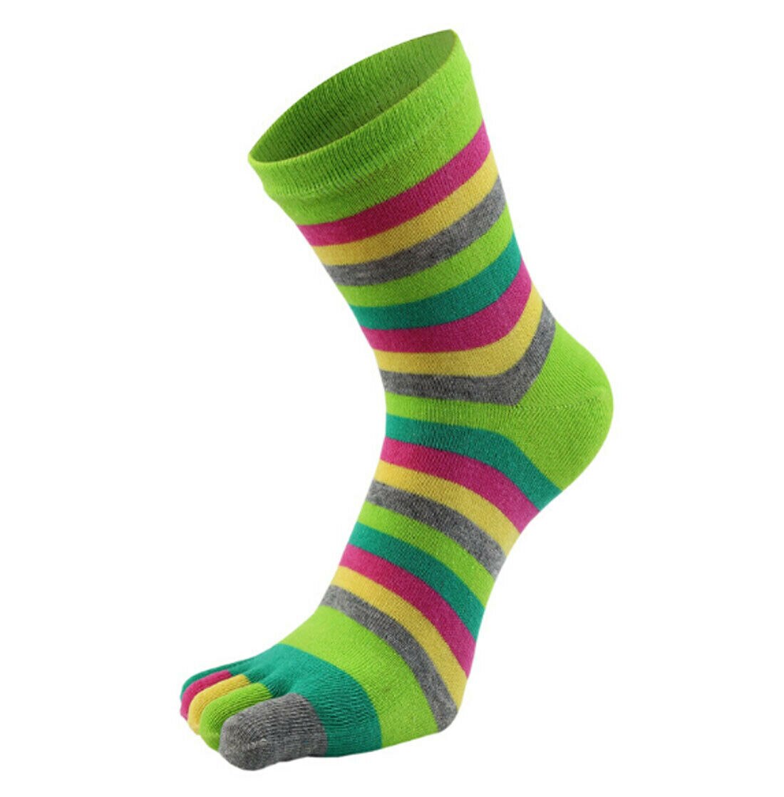 Neue Frauen Lustige Streifen Kappe Socken Baumwolle Fünf Finger Socken Casual Weiche Socken Mit Zehen Bunte Socken 6 farbe: green