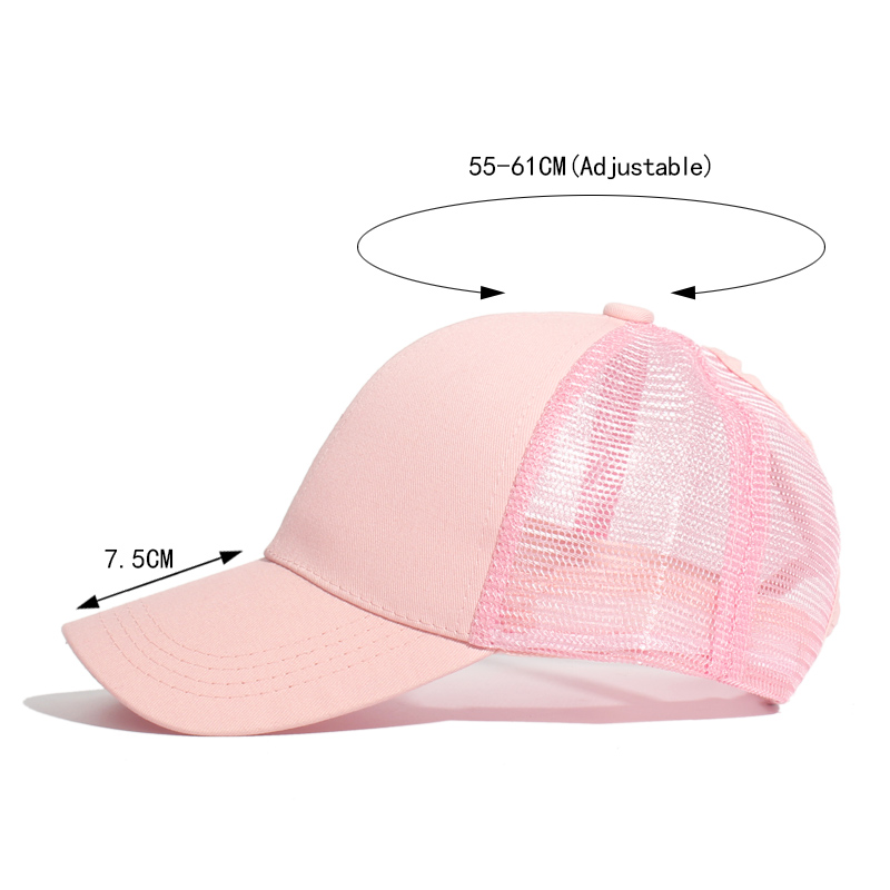 Ponytail Solid Color Mesh Baseball Cap For Women Men Plain Summer Sun Hat Unisex Adjustable Outdoor Hip-Hop Washed Caps