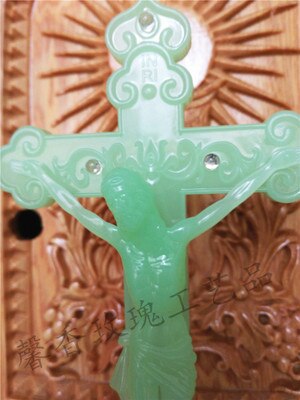Kristne katolske relikvier lysende kors dekoration håndværk indsætte batteri 24 * 11 cm julefødselsdag