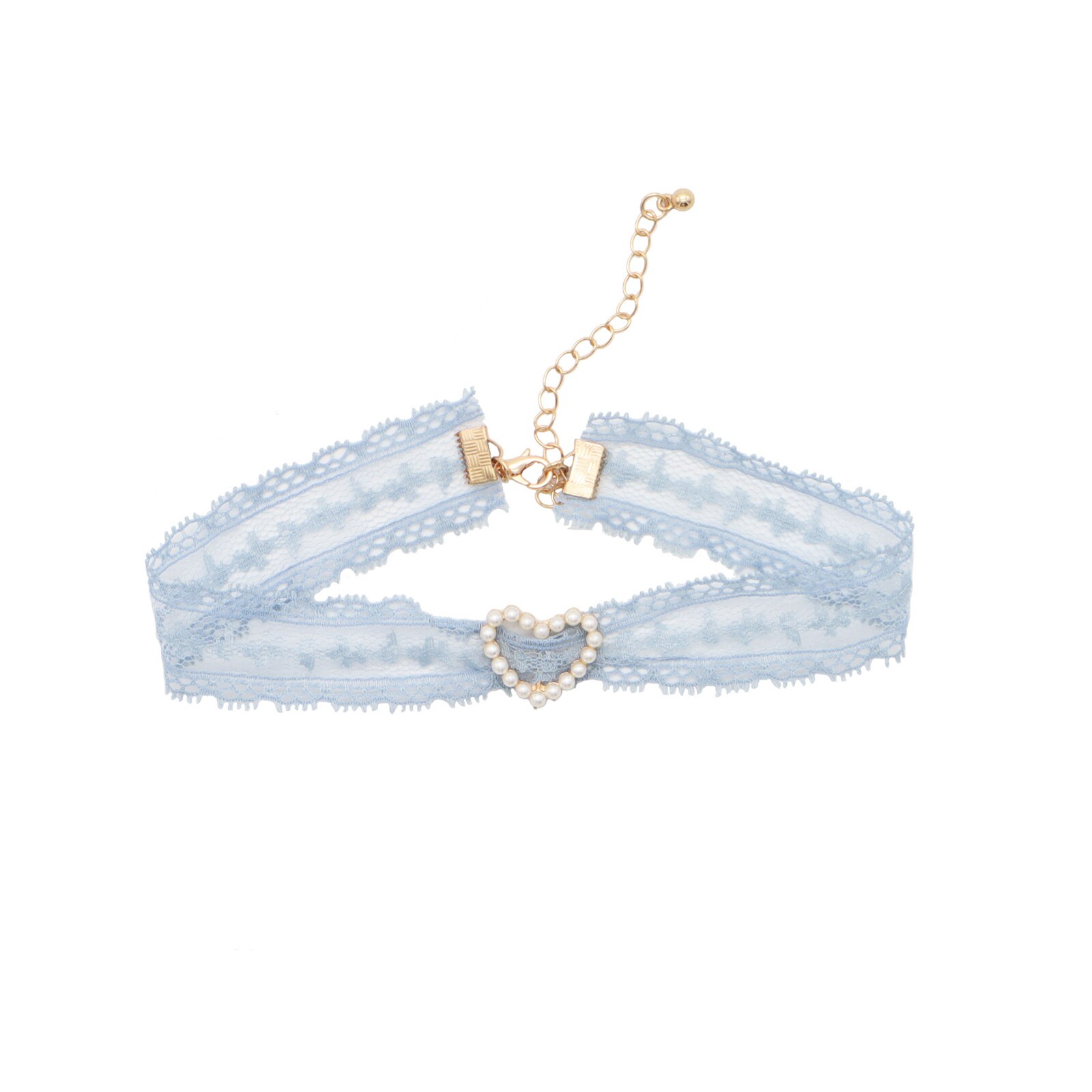 Grå blå serie blonde chokers halskæder stål imiteret perle vedhæng blonde choker kvinder smykker bryllup 1 stk.: Gråblå 30cm