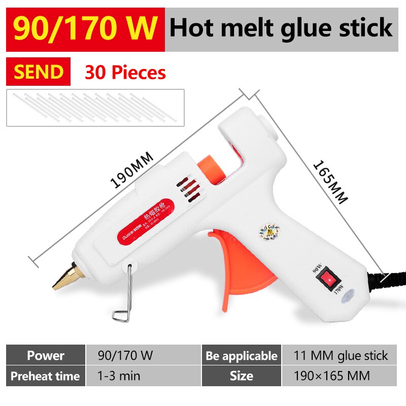 Smältlimstift 7mm/11mm manuell gör-det-själv transparent smältstift hushållssmältlimpistol hög viskositet snabb smältstift: 90-170w 30 st