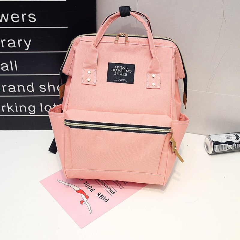 Neue Rucksack hoch-kapazität Frauen Rucksack Reine Farbe Teenager Mädchen Schule Tasche lässig Weibliche Schulter Tasche: Rosa