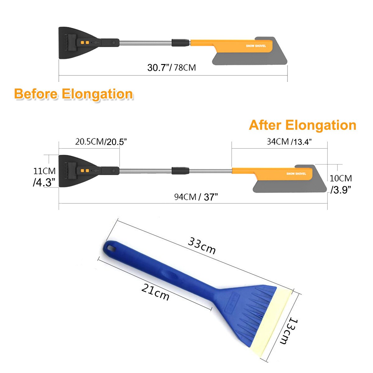 Auto Schnee Entfernung Schaufel Schnee Besen EVA Erweiterbar &Ampere; Drehbare Schnee Pinsel Eis Schaber Schnee Reinigung Werkzeug mit LED-leuchten 제설 제설
