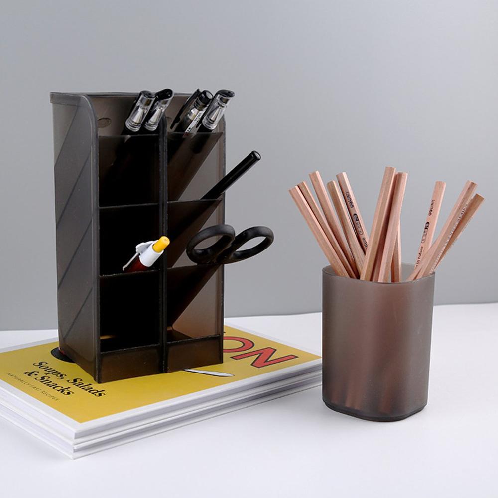Home Office School Pencil Storage Organizer Cylinder Shape Multi Grid Pen Holder Multifunction Storage Box Desktop Organizer
