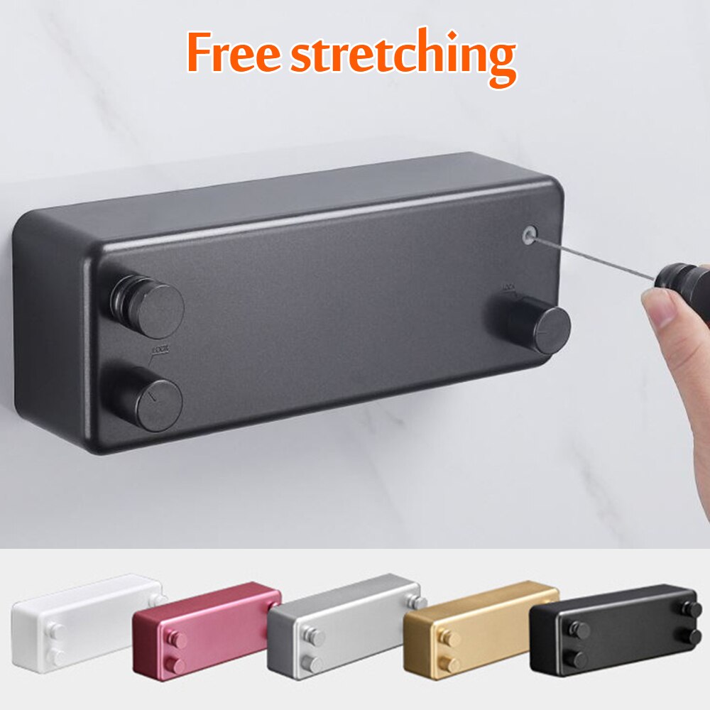 4.2m Wall Mounted Steel Wire Clothes Line Balcony Punch-free Drying Rack Retractable Bathroom Clothe Dryer Storage Racks Acces